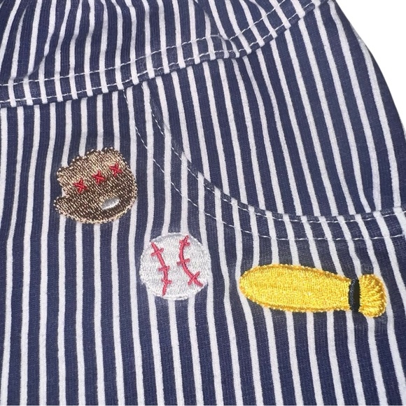 RARE Vintage Railroad Stripes Embroidered Baseball Jeans Fleece Lined 6-9 months - Picture 2 of 5